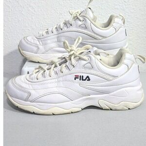FILA Womens White Chunky Sneakers Size 7.5 Leather Casual Shoes
